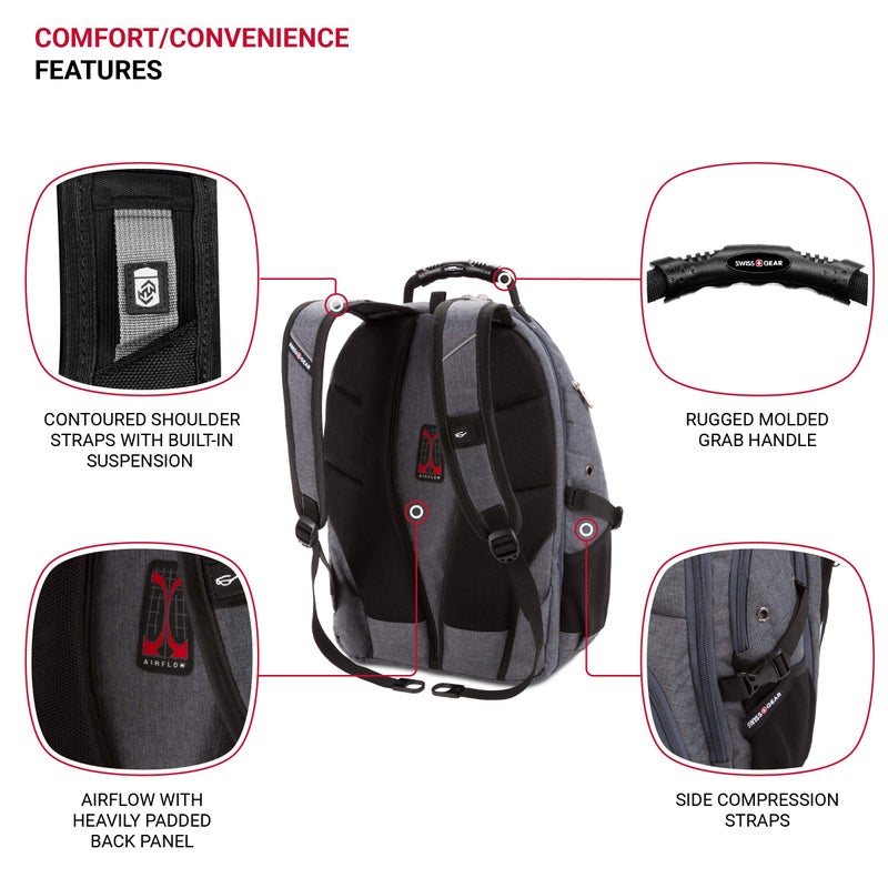 SwissGear 5977 ScanSmart TSA Friendly Laptop Backpack, Fits Most 17 Inch Laptops and Tablets, Ideal for Work, Travel, School, College, and Commuting, Grey - Image 2
